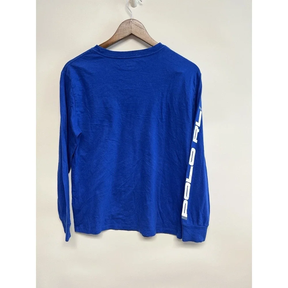 Polo Ralph Lauren Boys Large Blue Spell Out Preppy Streetwear Long Sleeve School